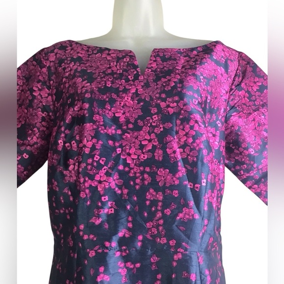 eshakti Placed Floral Print Dupioni Dress Size 16 - Picture 6 of 11